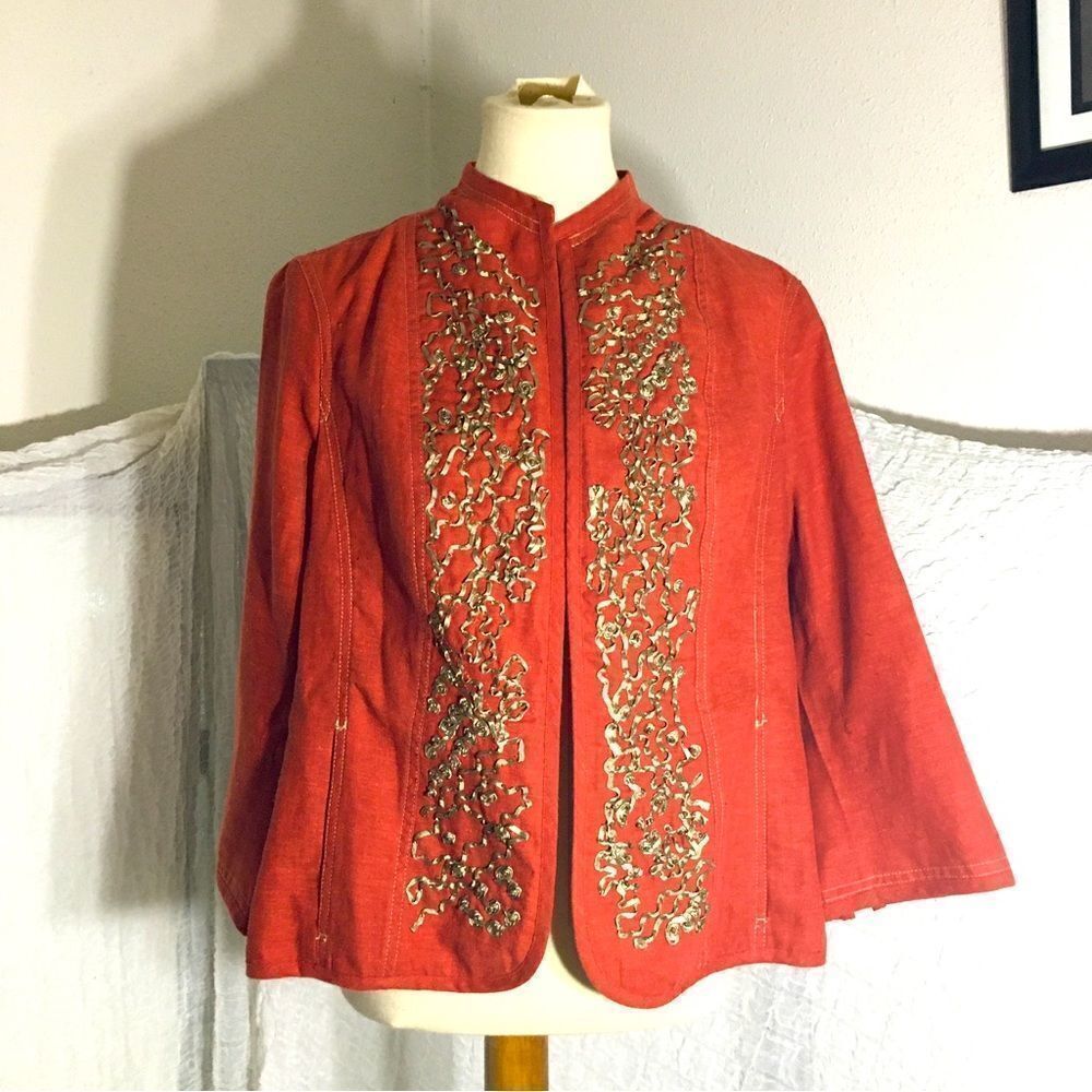 Coldwater Creek NWT Orange Embellished Blazer Size 16